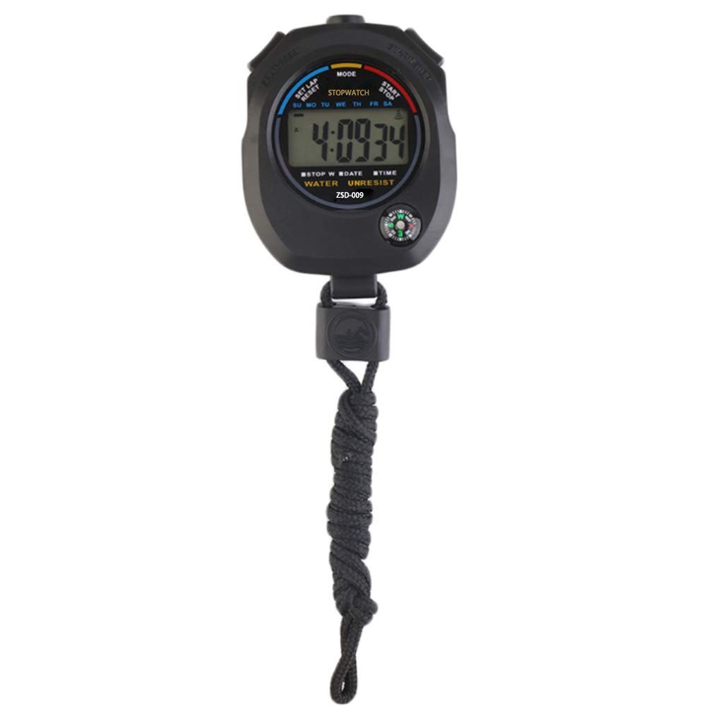 6 Pack Multi-Function Electronic Digital Sport Stopwatch Timer, Large Black