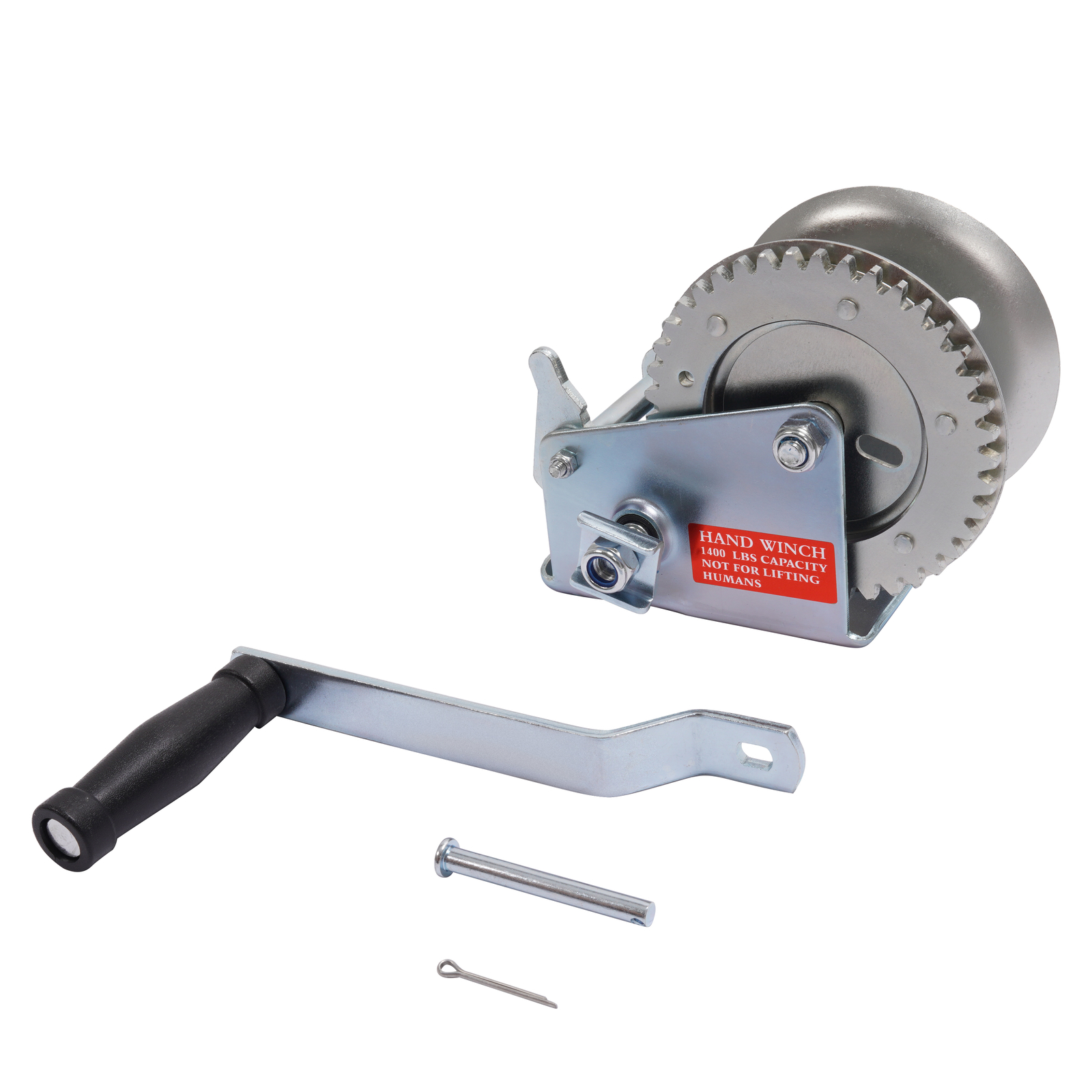1400LB Steel Horizontal Pulling Hand Winch w/Ratchet Galvanized For Boat Trailer