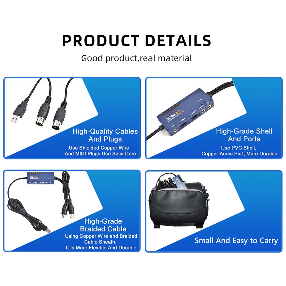 DOREMiDi Audio MIDI Cable USB Converter Five-pin 16 Channels 10 EQ parameters