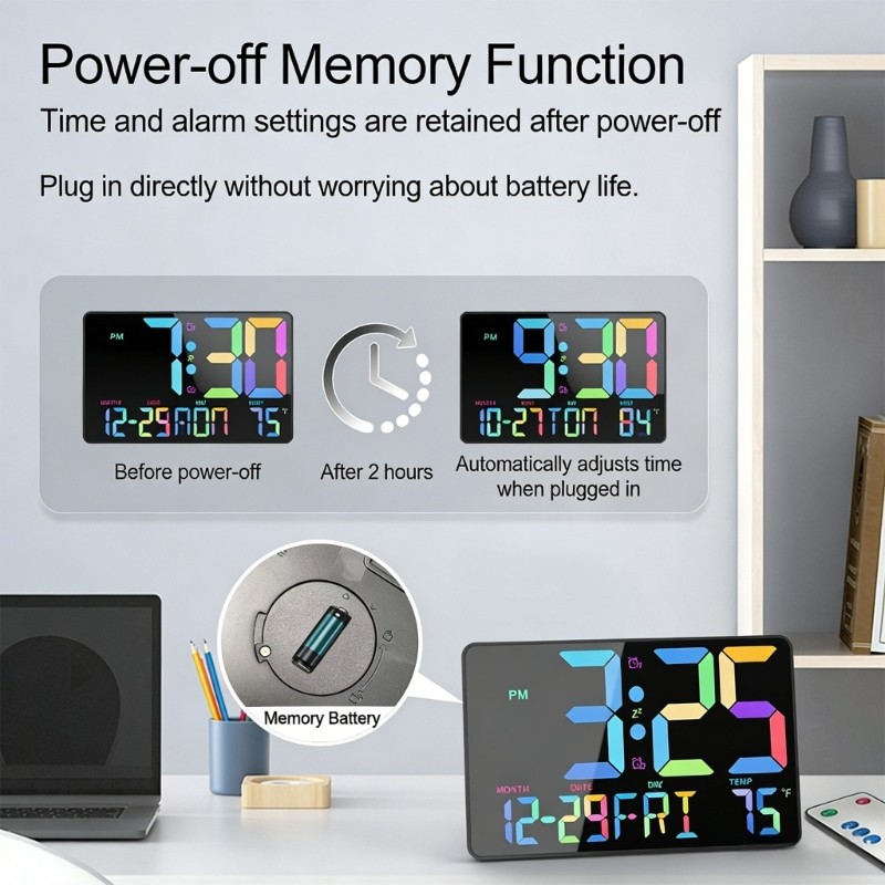 Large Digital Wall Clock with Big LED Display,Remote Control,Wall Desk Clocks