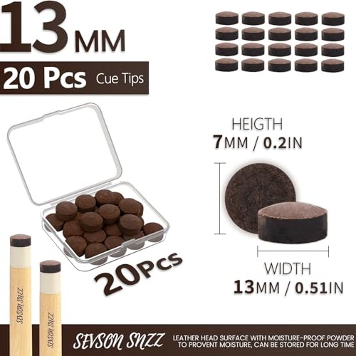 Billiard CUE Tips 13MM BROWN