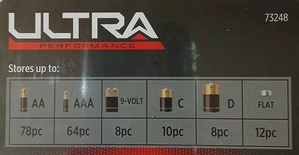 180 Battery Storage System Caddy Organizer w/Case & Tester AA AAA C D 9VOLT FLAT