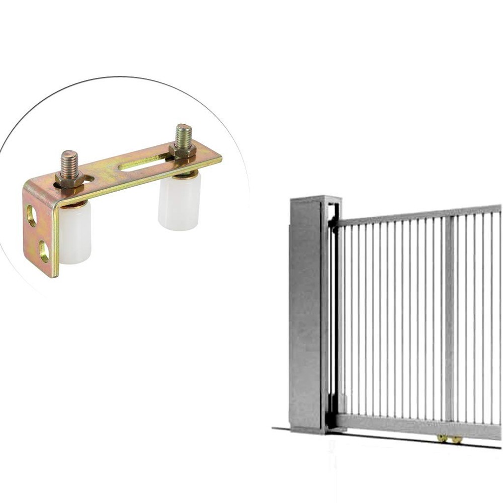 Slide Gate Guide Roller with L Post Bracket, Adjustable Dual Nylon Rollers Ga...