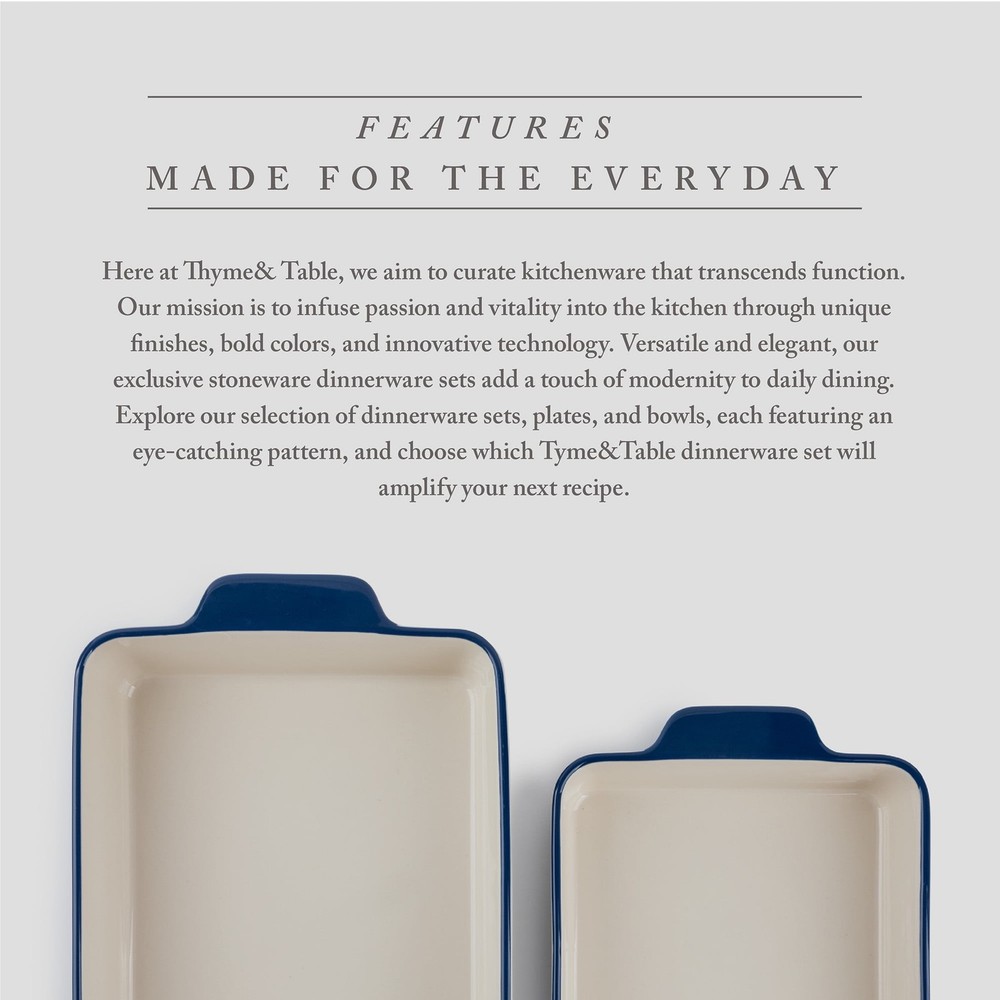 Stoneware Square & Rectangular Baker Blue Pattern 2-Piece Set