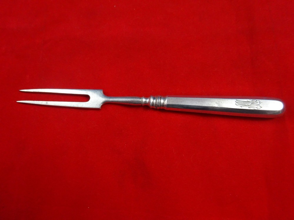 Russian 84 Silver Two Tine Cold Cut Meat Serving Fork  ( #4402)