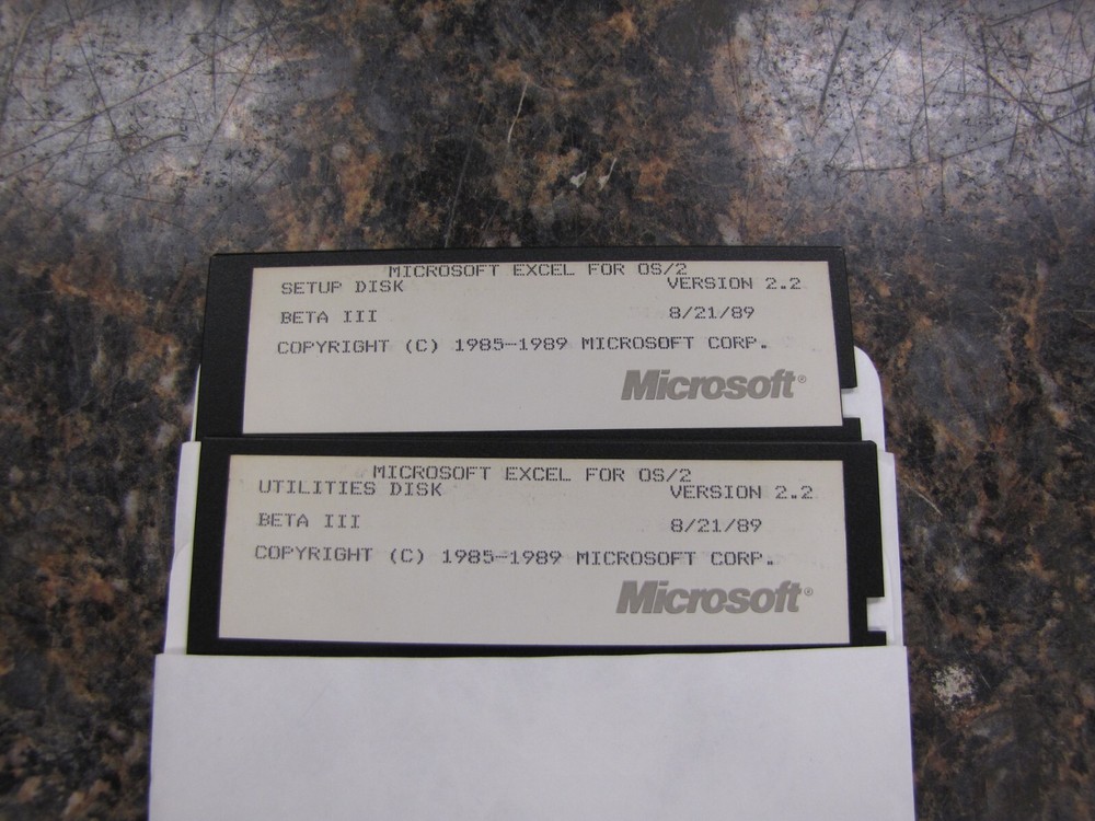 1989 Microsoft Excel for OS/2 Floppy Utilities/Setup Disks Version 2.2 Beta III