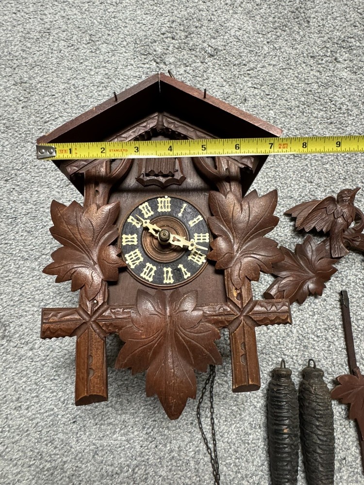 Vintage Germany Black Forest Strike,Cuckoo Clock, 2 Weights Driven Read