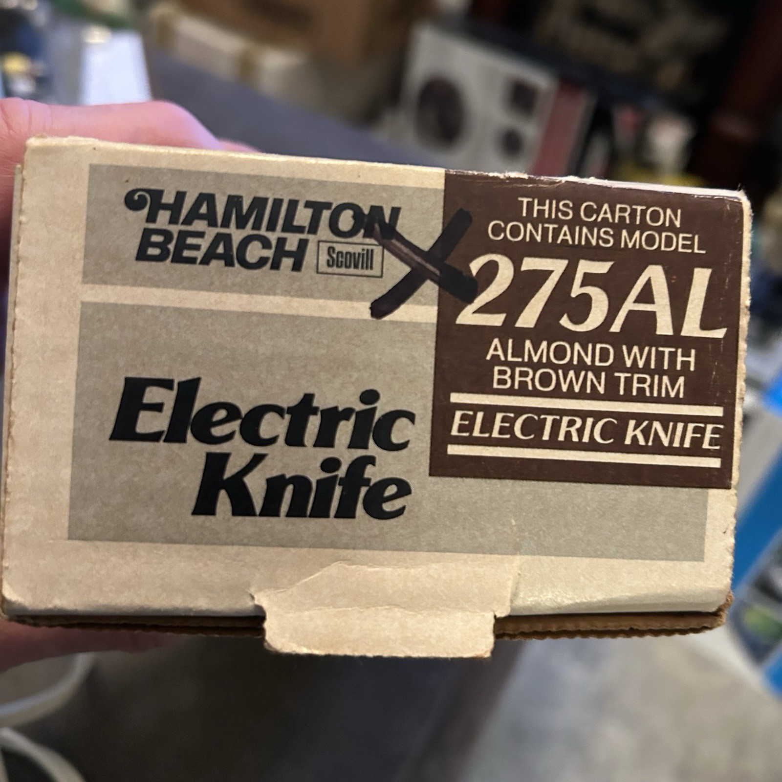 Hamilton Beach 275ALB Almond w/ Brown Trim Electric Knife Made In U.S.A. Tested