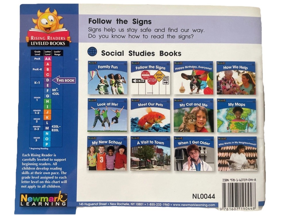 8 Newmark Learning Books: PreK-1st Grade Easy Reader, Slightly used