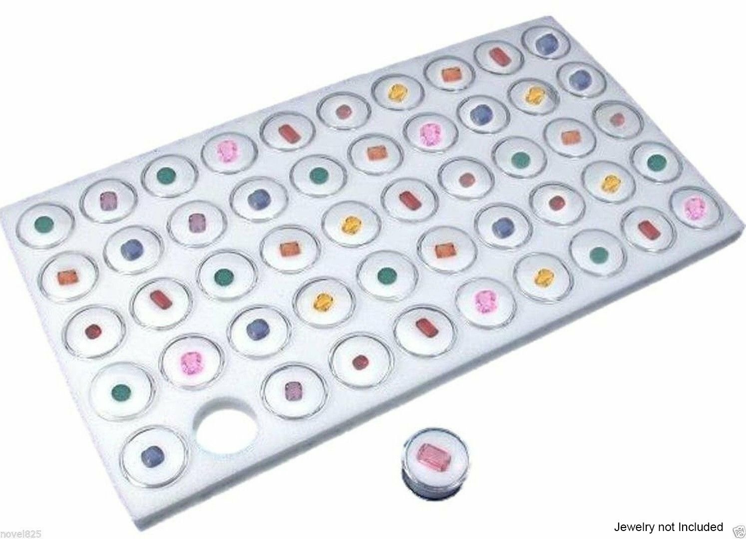 New 50 White Foam Gem Jars Gemstone Storage Display Tray Insert
