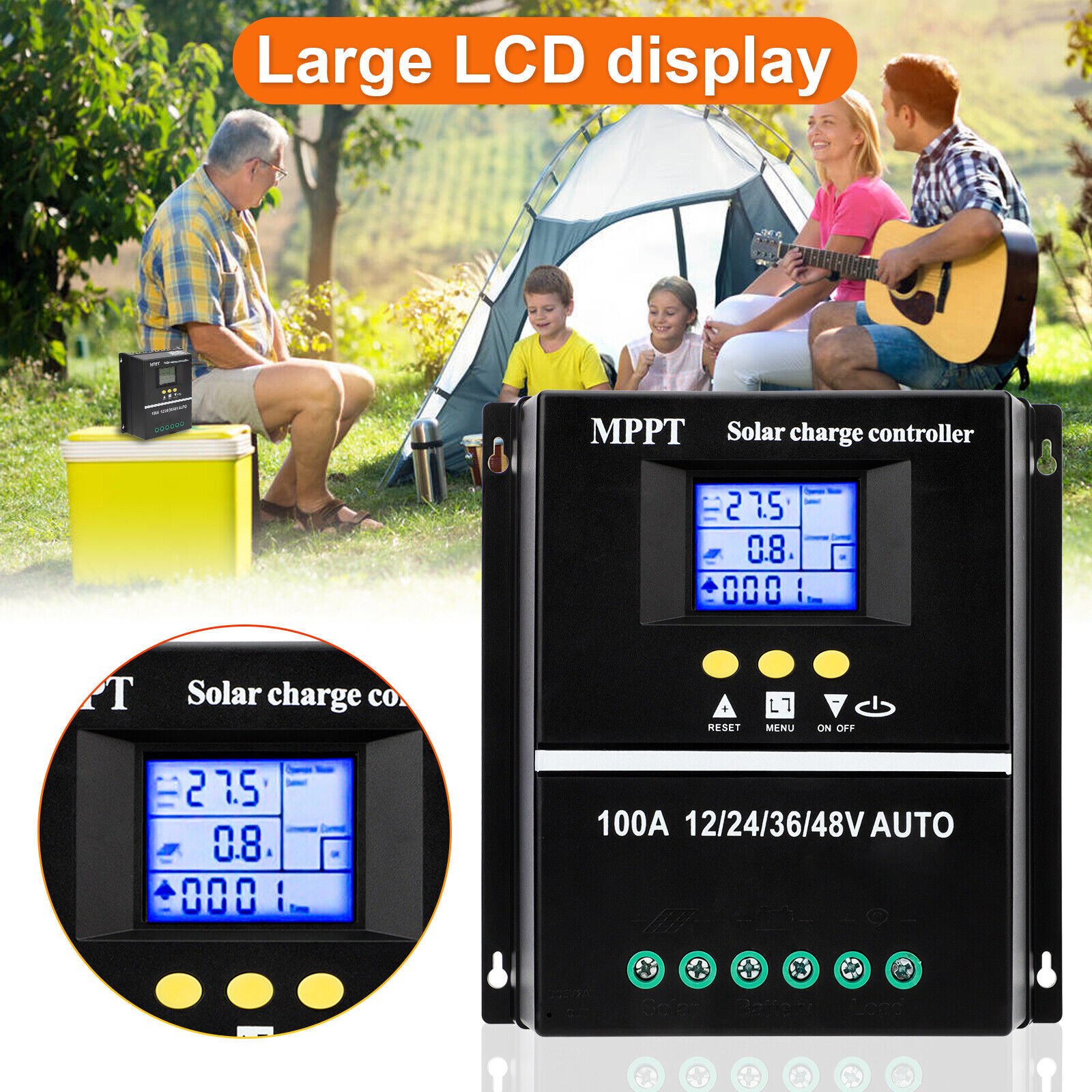 4000W 100A MPPT Solar Charge Controller 12V/24V/36V/48V Battery PV Regulator USB