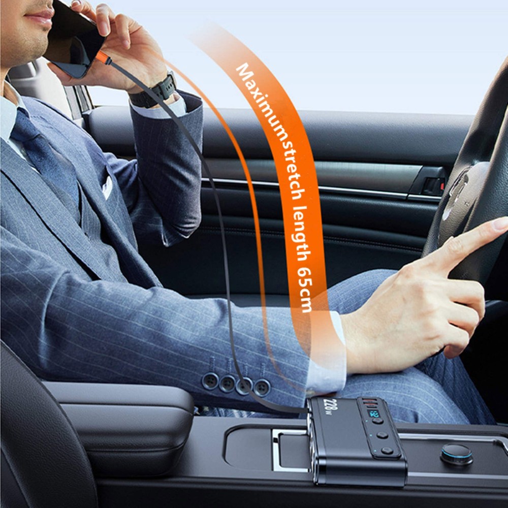 Multi Function Car Charger 9-in-1 with 3 Cigarette Lighter Sockets 6 USB 228W