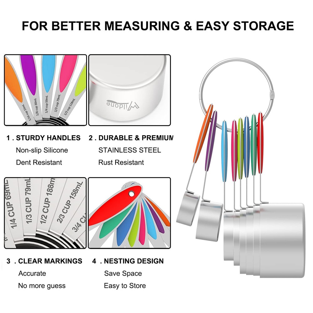 Measuring Cups and Spoons - Stainless Steel 20 Piece Stackable Set, Includes ...