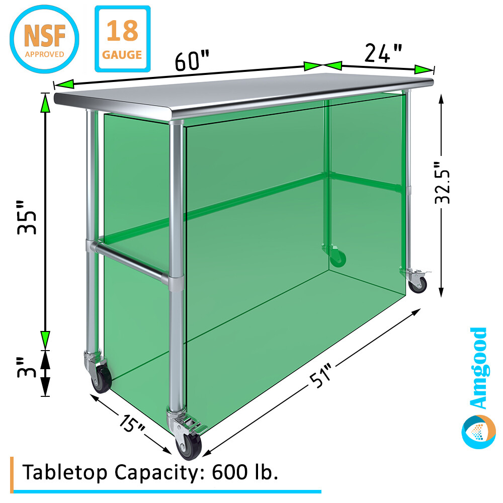 24" X 60" Stainless Steel Open Base Table | NSF Prep Metal Work Table