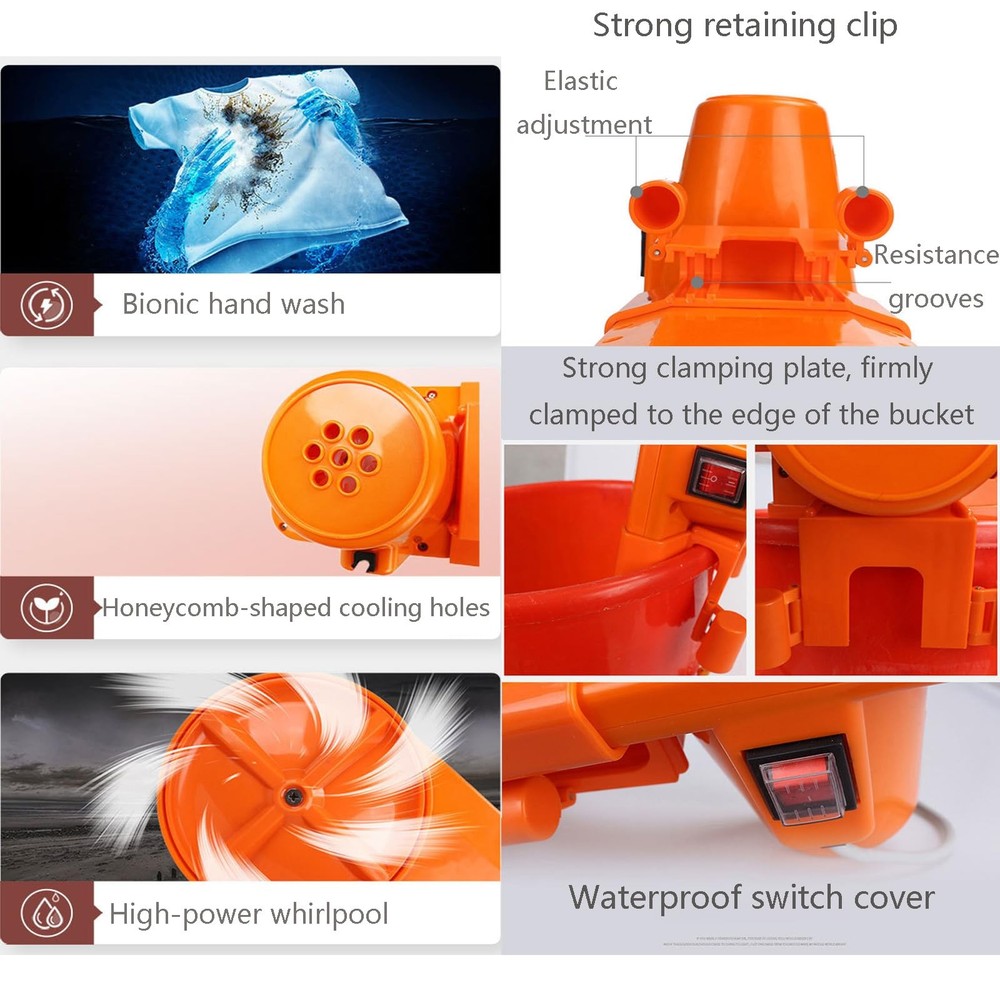 Portable Mini Washing Machine, Bucket Mounted Washing Machine, Compact Semi A...