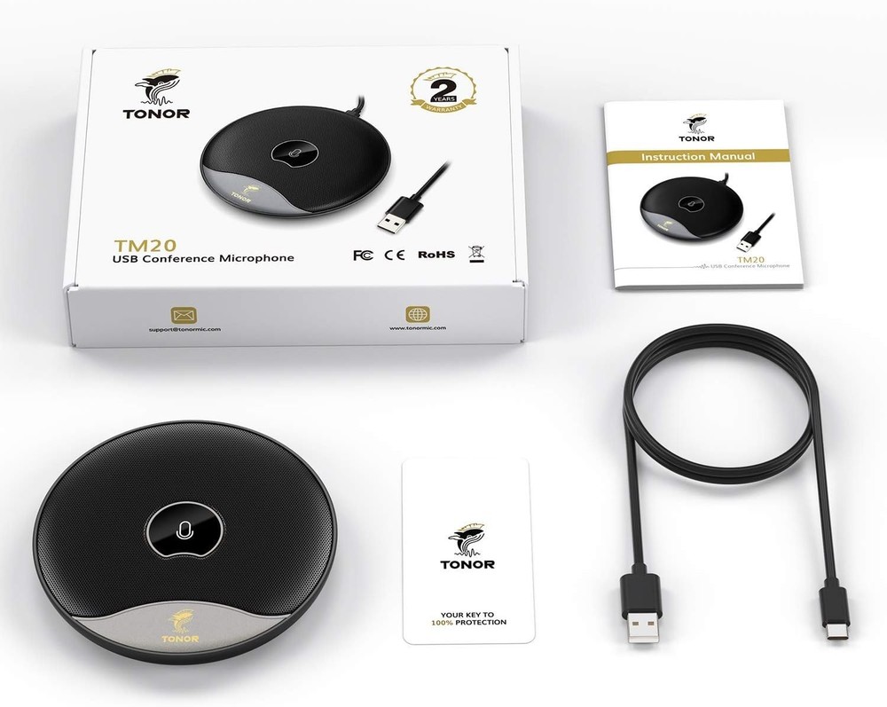 USB Conference Microphone, 360° Omnidirectional PC Computer Condenser Mic wit...