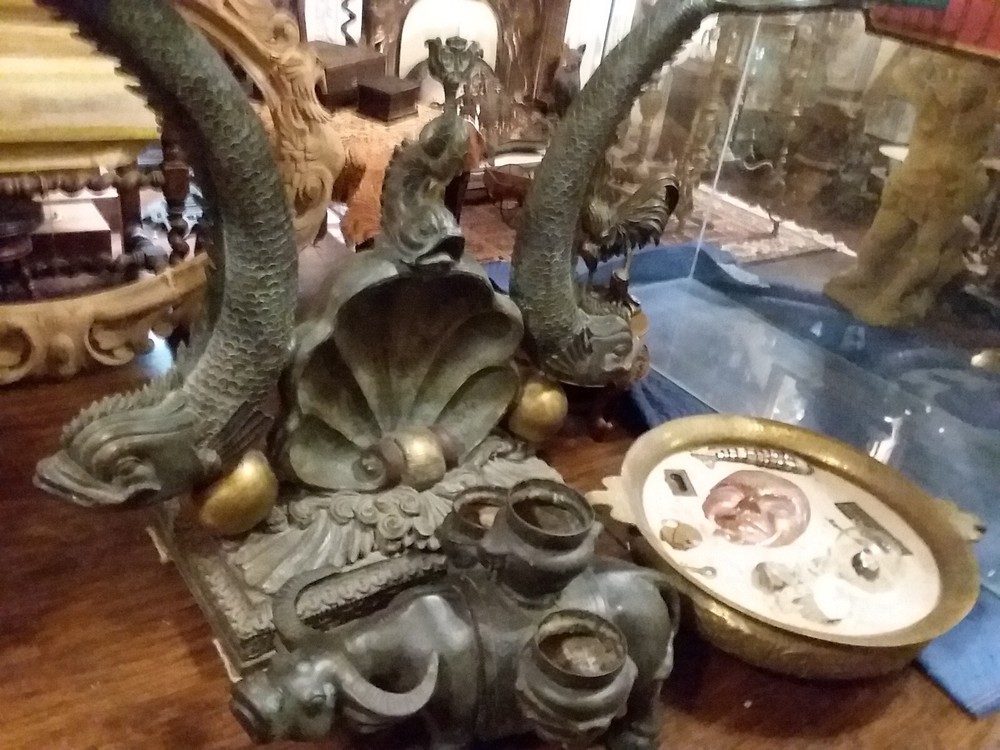 Rare Bronze Dolphin Console Table