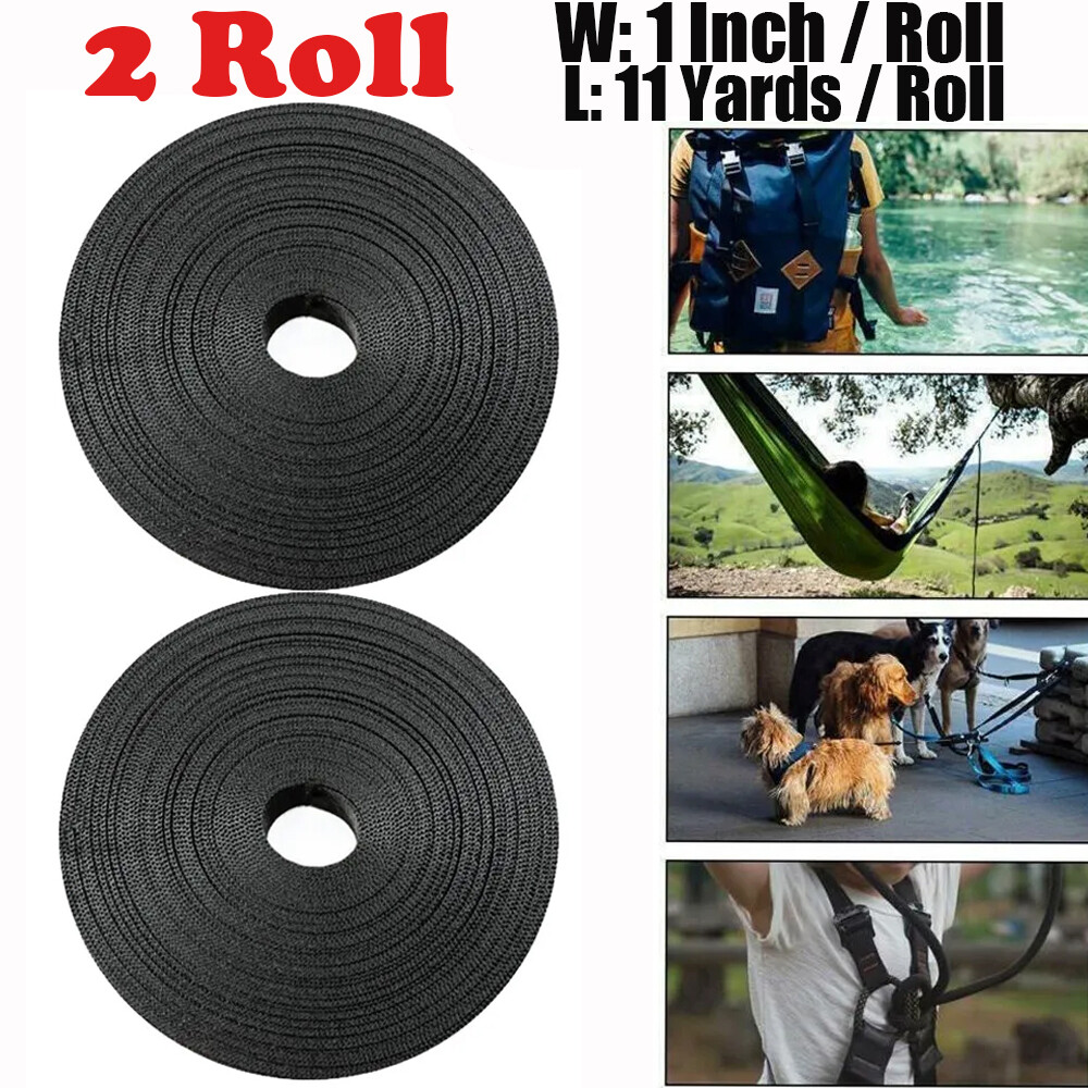 22 Yards 1inch Wide Black Nylon Heavy Webbing Strap Heavy Duty Sturdy