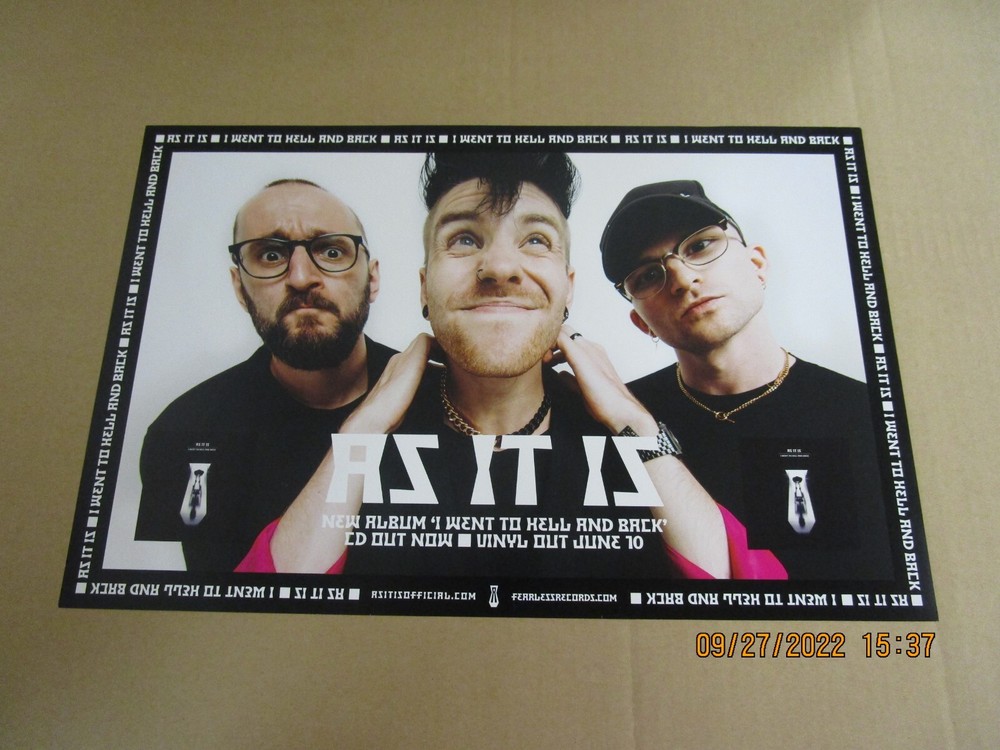 AS IT IS I Went To Hell And Back Promo Poster New! Unused! Fearless Records 2022