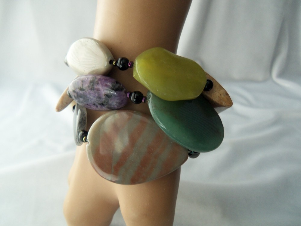 South Sun Mixed Shape & Size Multicolor Gemstone Stretch Bracelet