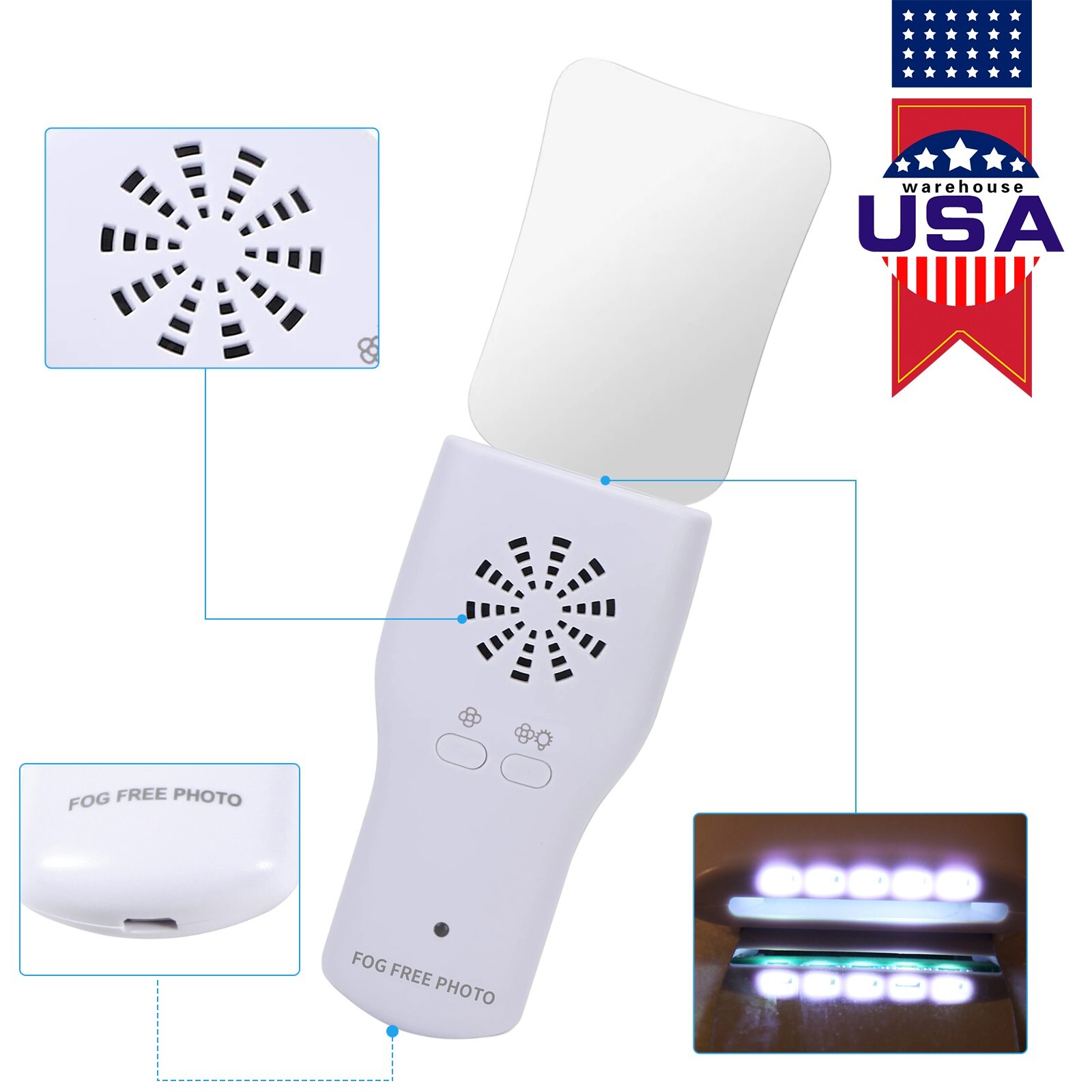 Dental Occlusal Mirror Fog Free LED Light Intra Oral Photo 4 Mirror Obervation