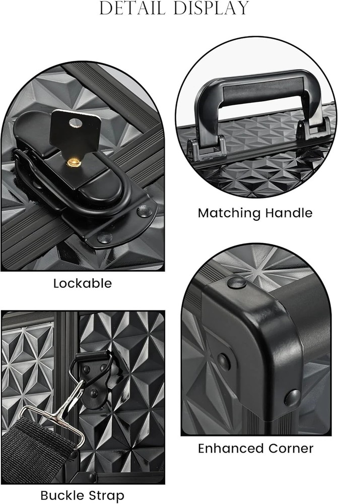 Professional Makeup Train Case - Lockable Aluminum Organizer with Adjustable Div