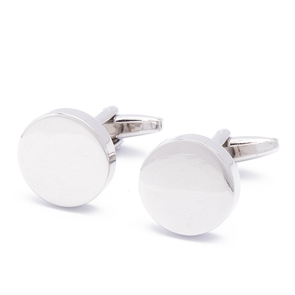 Cufflinks - Round Even Silver