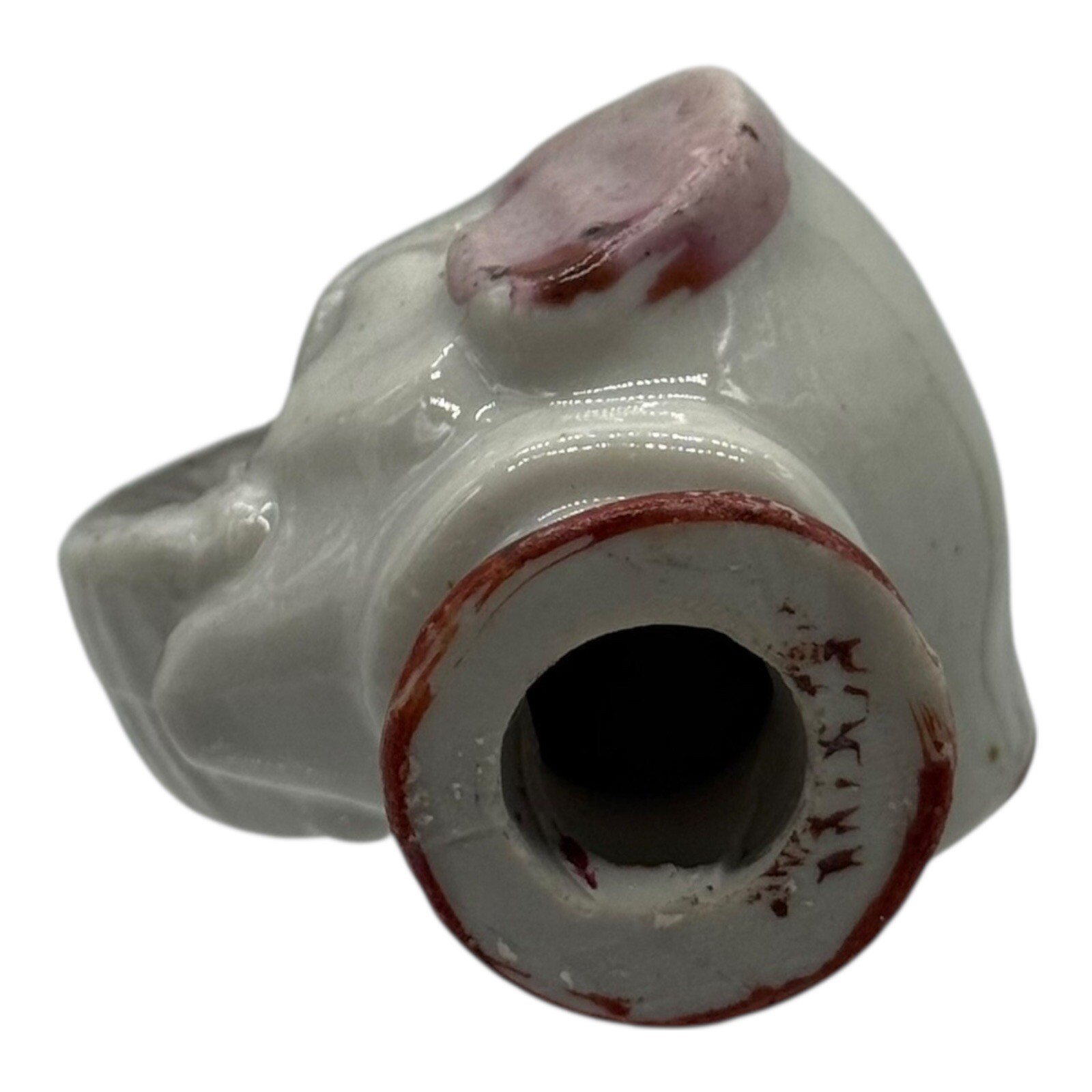 Elephant Figurine Head Statue Ceramic Animal Decor Unique Trunk Up Gray Red