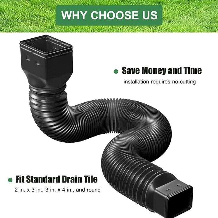 3pcs Expandable Downspout Extension Gutter Drain Pipe Fit Standard Drain Tile