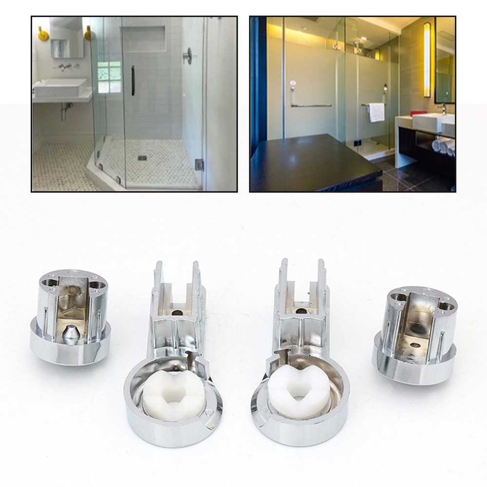 1 Set Bath Hinge Brackets Shower Screen Hinges ABS Chrome Plating Shower Holder