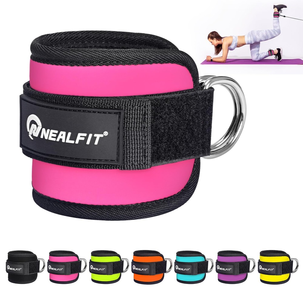 NEALFIT Ankle Strap for Cable Machine, Gym Cuff Single, Pink
