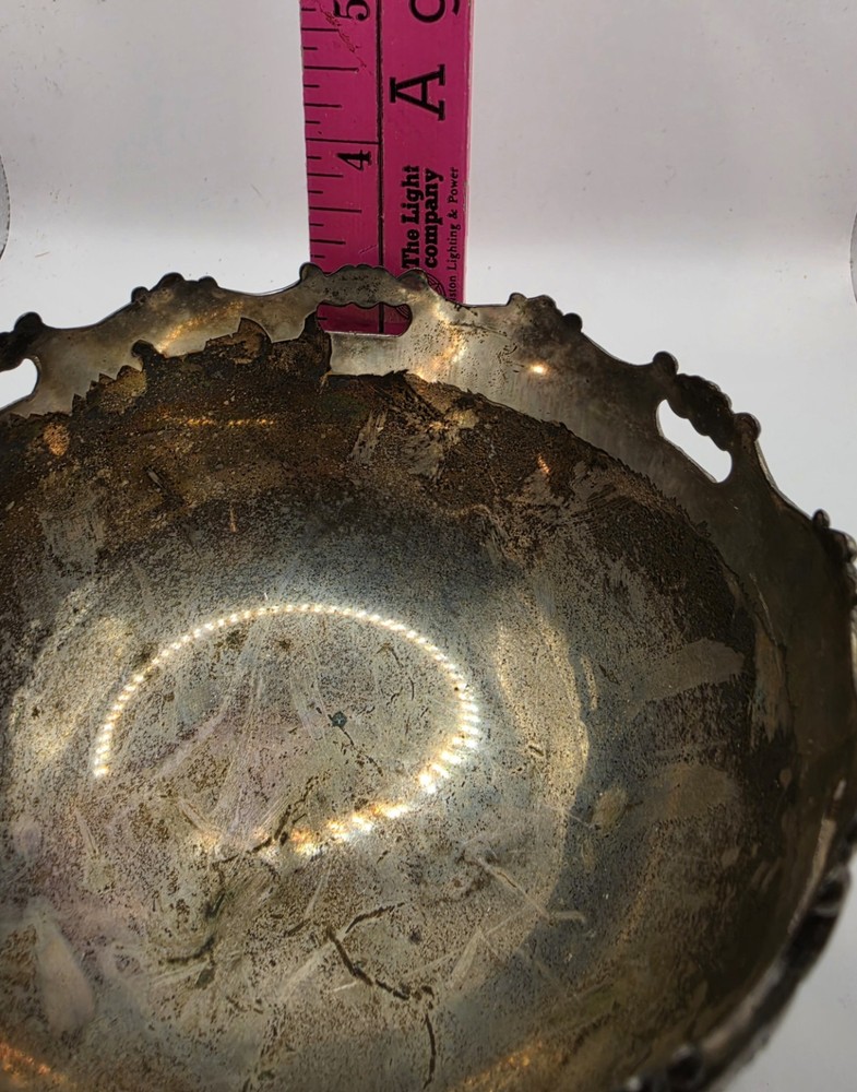 Vintage Montieth Silverplate Style Pedestal Bowl Ring Handles