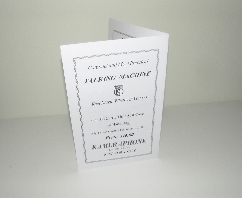 Kameraphone Camera Phonograph Instructions Reproduction