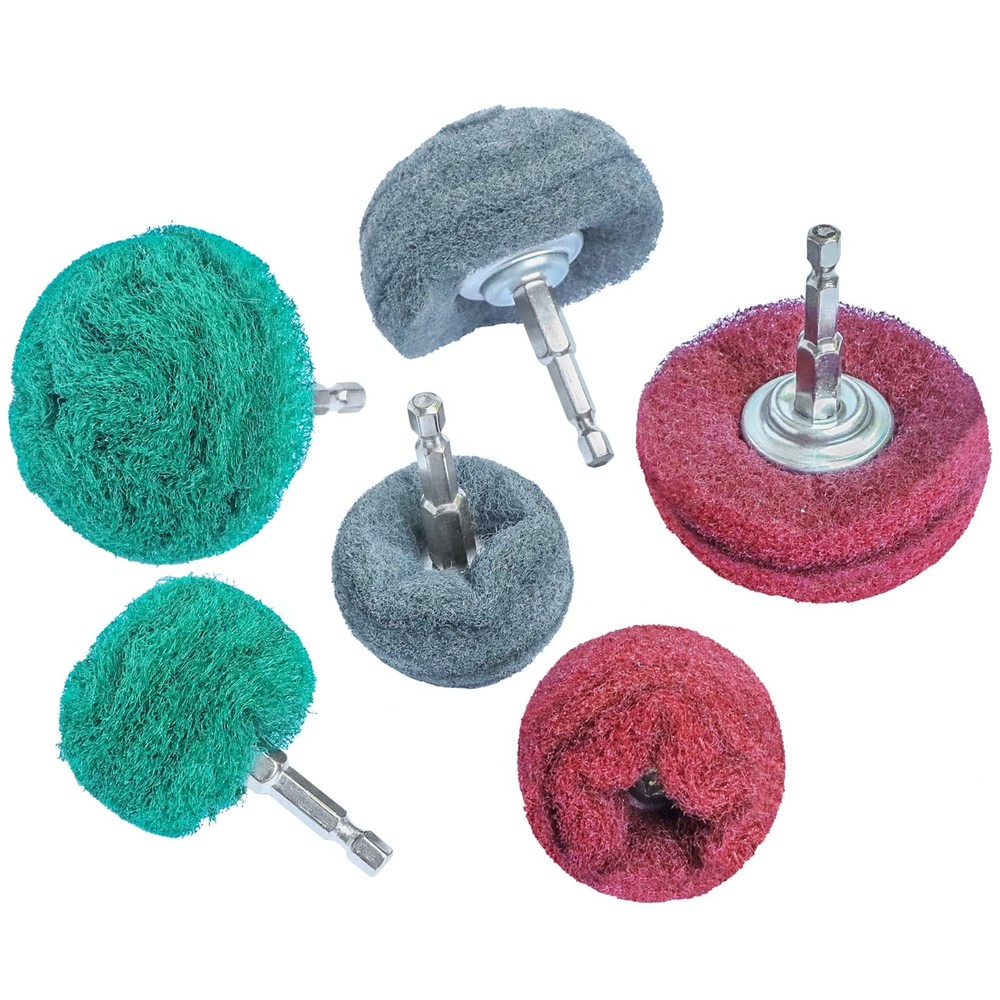 6PCS Non Woven Buffing Wheel Drill Kit