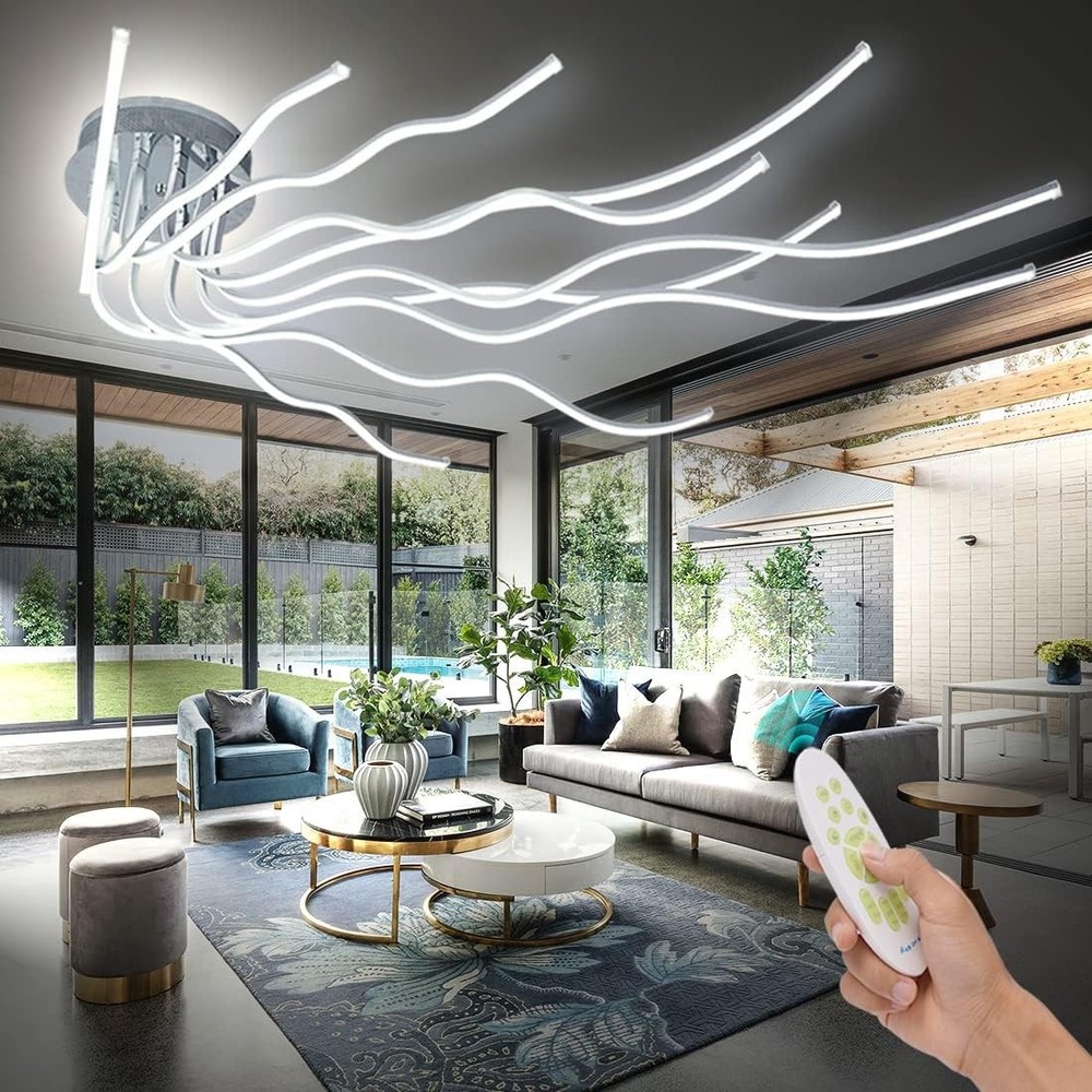 Modern LED Ceiling Lamp,Dimmable Aluminium Chandelier with Remote Control