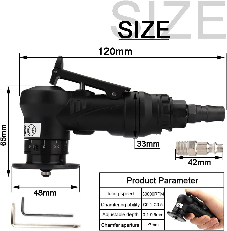 Mini Pneumatic Chamfering Machine, Portable Handheld Air Chamfer Tool for Chamfe