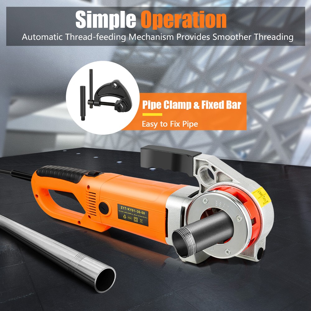Handheld Electric Pipe Threader Threading Machine W/6 Pipe Cutter 1/2" - 2"