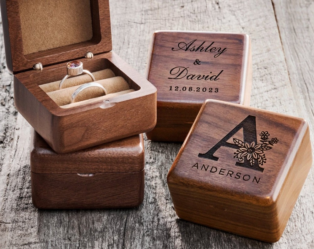 Customized Wedding Ring Box, Wooden Ring Box Proposal Ring Box Wedding Ring Box