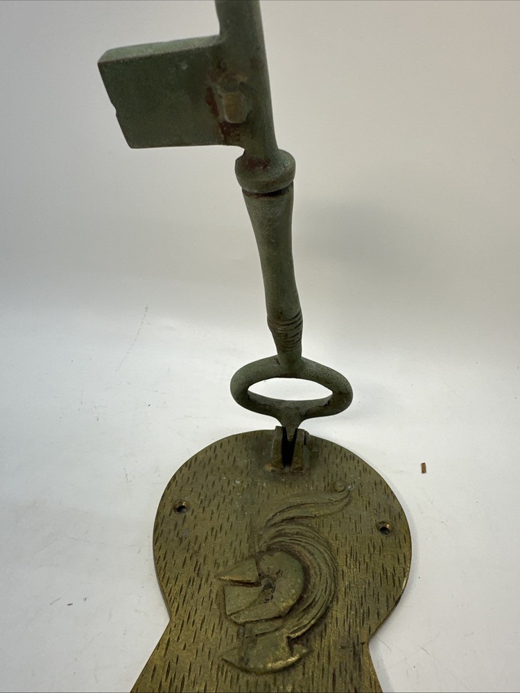 Vintage Solid Brass Skeleton Key Door Knocker W/Keyhole Shape Mounting Plate