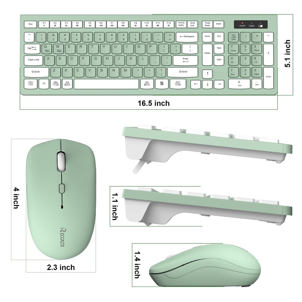 Wireless Keyboard and Mouse Combo, FullSized Wireless Keyboard and Adjustable...