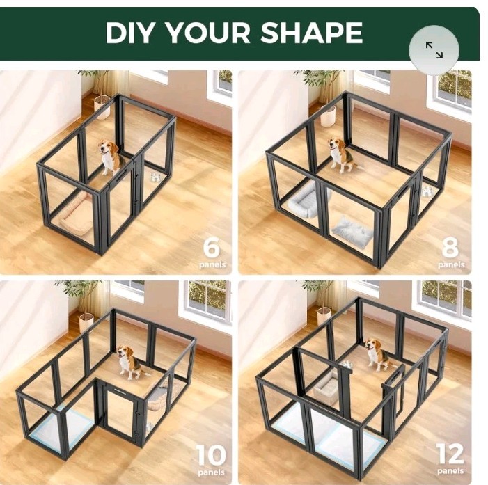 FXW Auraspace~14 PACK~35” Clear Acrylic Dog Playpen PCS Indoor Pet Pen Black~NEW