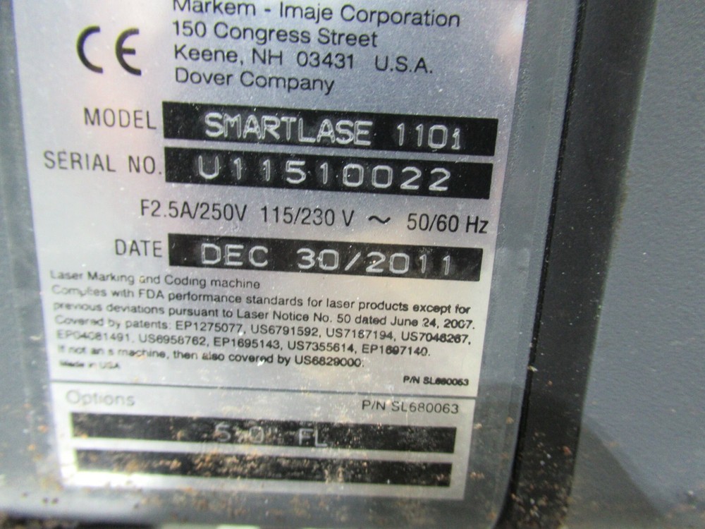 Markem Imaje SL110i Smartlase-110i Laser Coder w/ UI-200 Interface Panel
