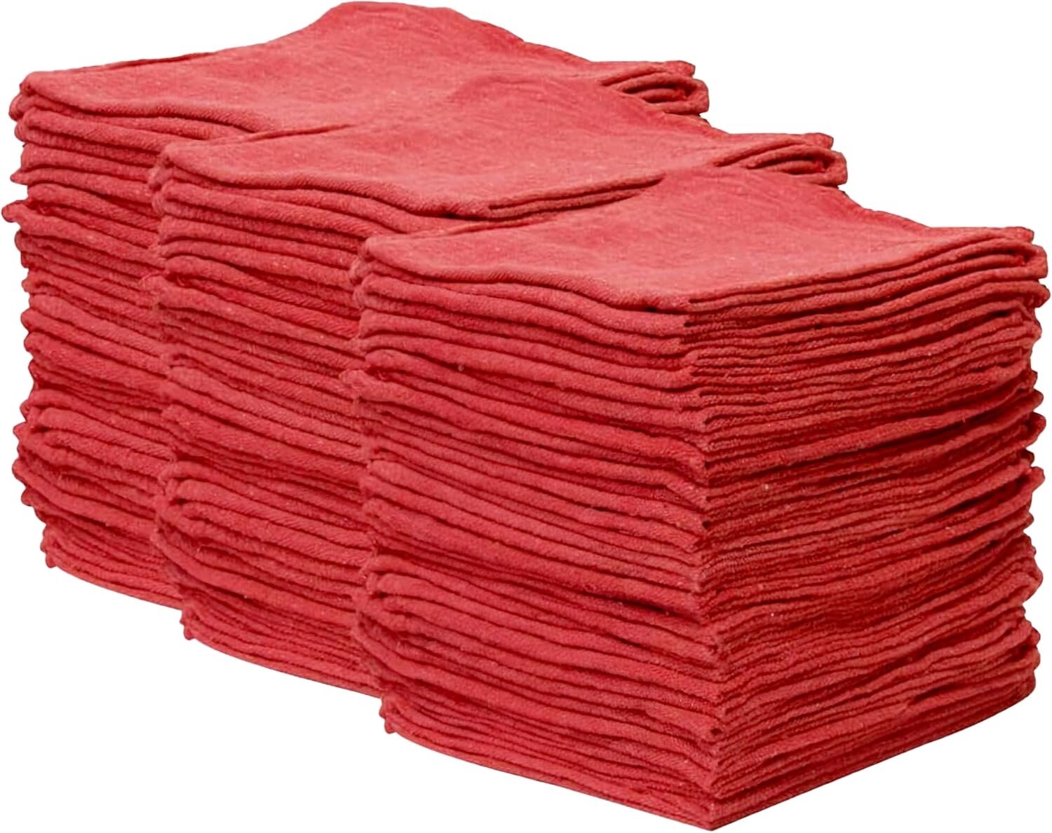 100 Pieces Red Shop Towels Large 15x15 Cleaning Rags, Fast Free Shipping