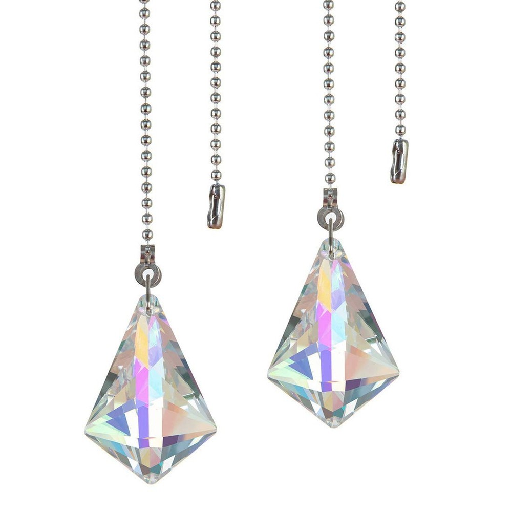 2 PCS Crystal AB Coating Ceiling Fan Pull Chain Extender Prisms Drop Gifts