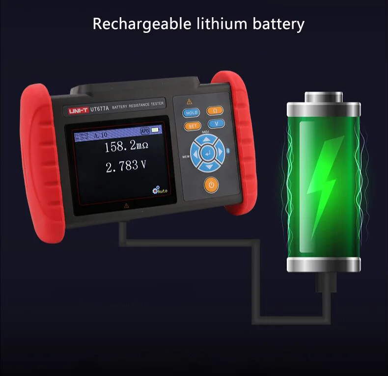 UNIT UT677A Battery Internal Resistance Tester Volt Temp Meter Bluetooth PC APP