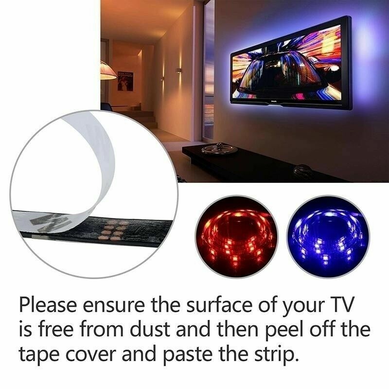 4 x 50CM TV LED Backlight USB 5050 RGB LED Strip Light Remote Kit 5V 30Leds/M