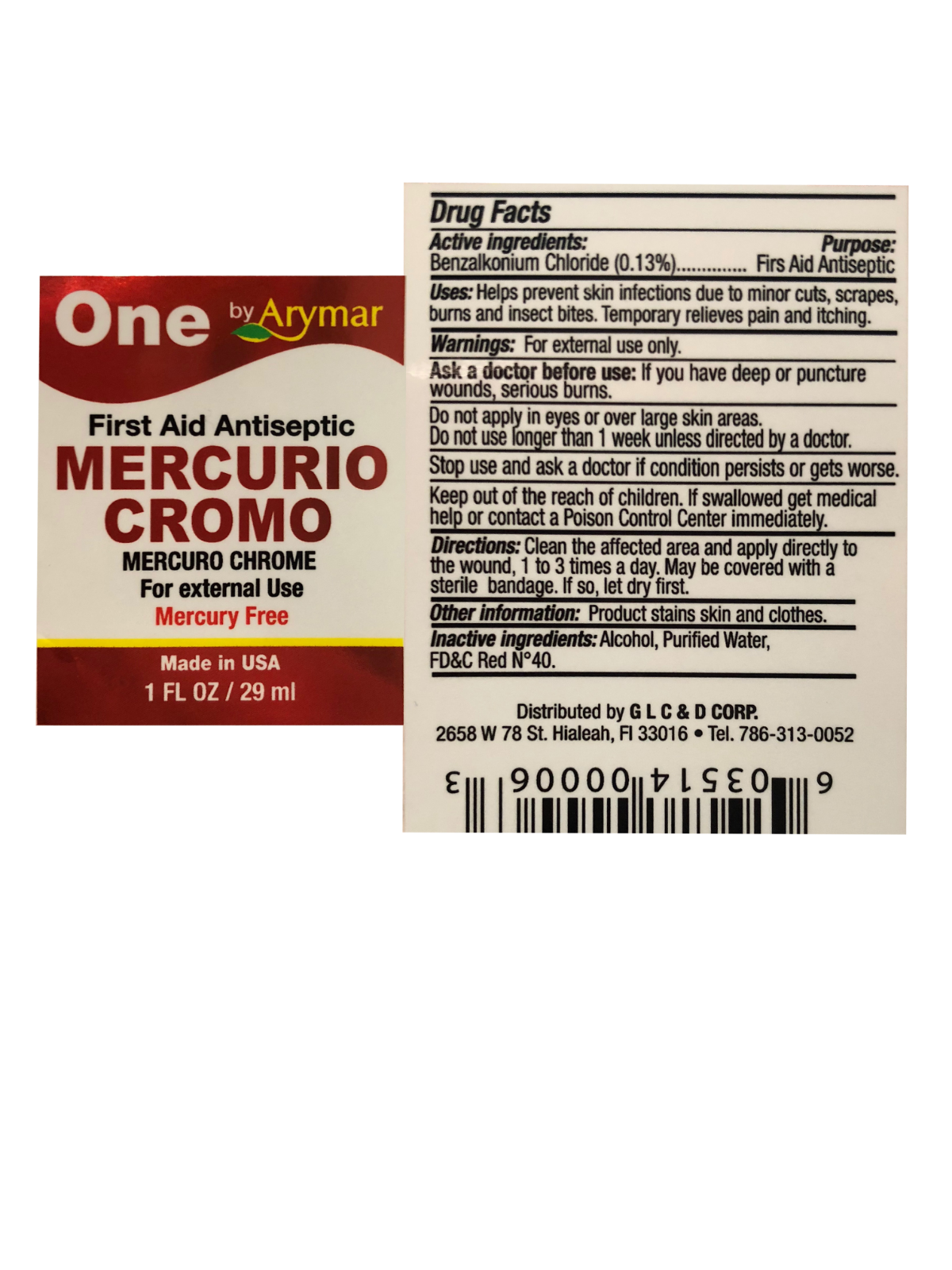 Arymar Mercuro Chrome 1 FL OZ - Mercury-Free Antiseptic for Cuts and Scrapes