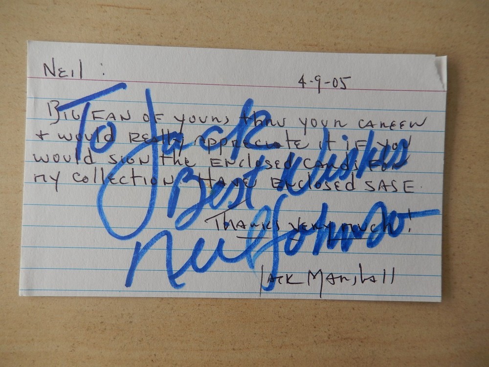 Neil Johnson Autographed 3" X 5" Index Card
