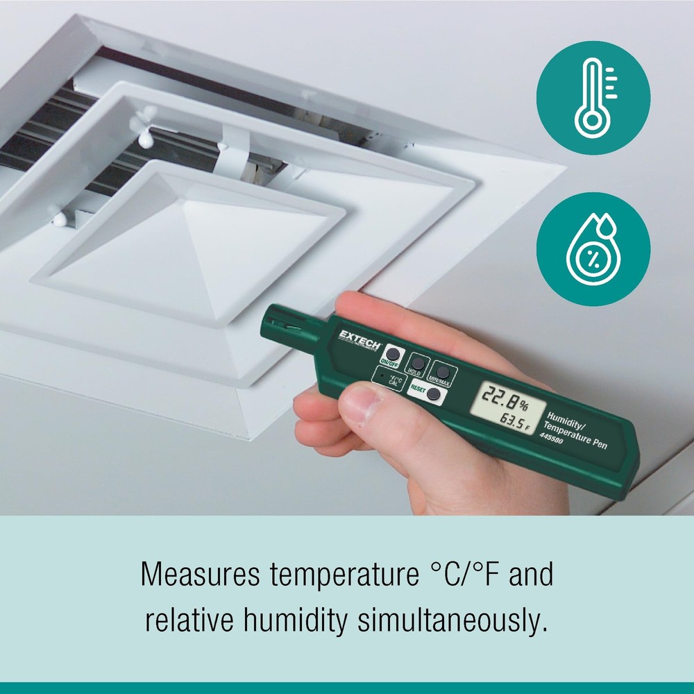 Portable Green Humidity And Temperature Meter With Data Hold Function