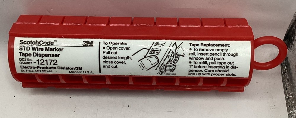 ScotchCode 3M STD Wire Marker Tape DISPENSER ONLY 12172 NEW
